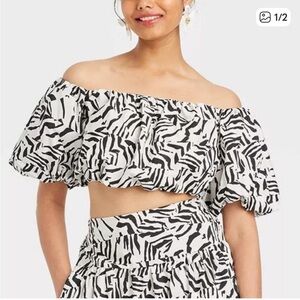 A New Day Zebra Print Off-Shoulder Blouse
